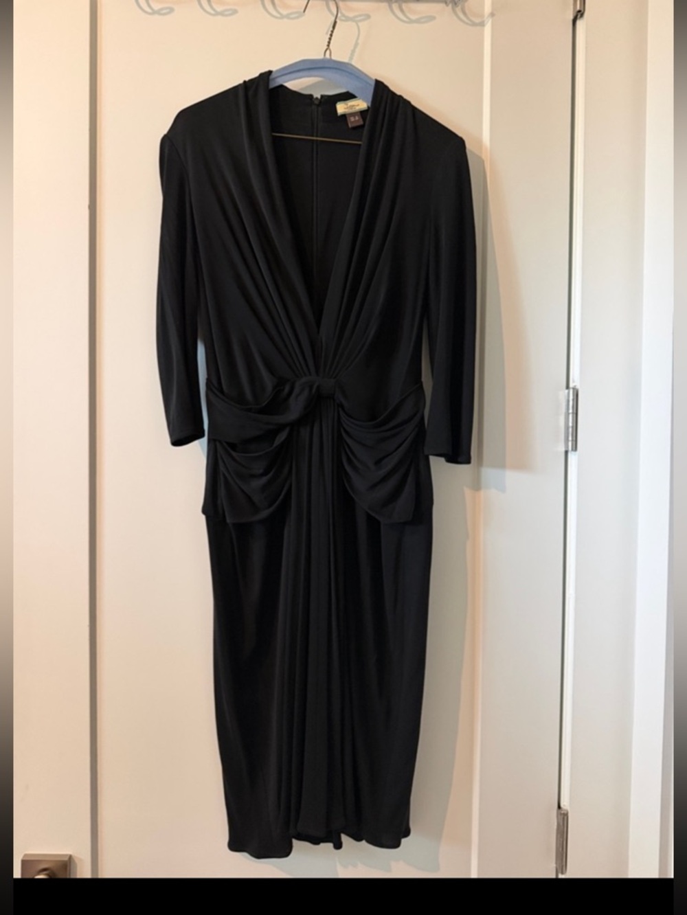 Issa London Silk Jersey Dress with draped front Black Size 6